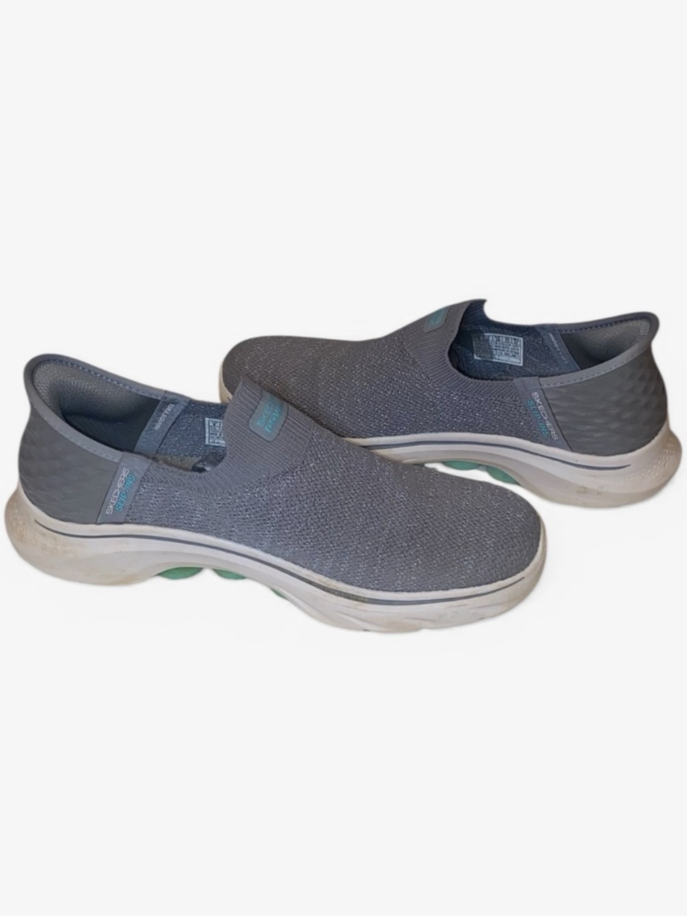 SKECHERS Slip In Walk 7 Slip On Sneakers Athletic Shoes Med Gray Aqua Trim SZ 8 - Picture 5 of 9